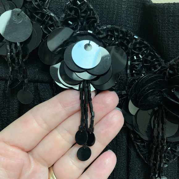 Vintage A.J. BARI Black Chiffon Bling Pilazzo Pants Size 8 - Picture 9 of 12